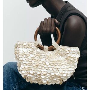 NWT Zara Faux Mother of Pearl Appliqué Bag